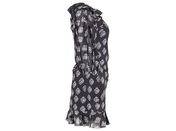 Vestido Estampado Diane Von Furstenberg en Seda Negra Negro 