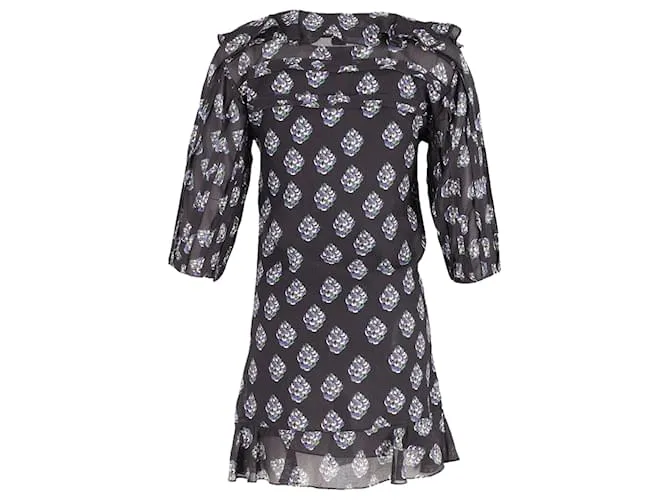 Vestido Estampado Diane Von Furstenberg en Seda Negra Negro 