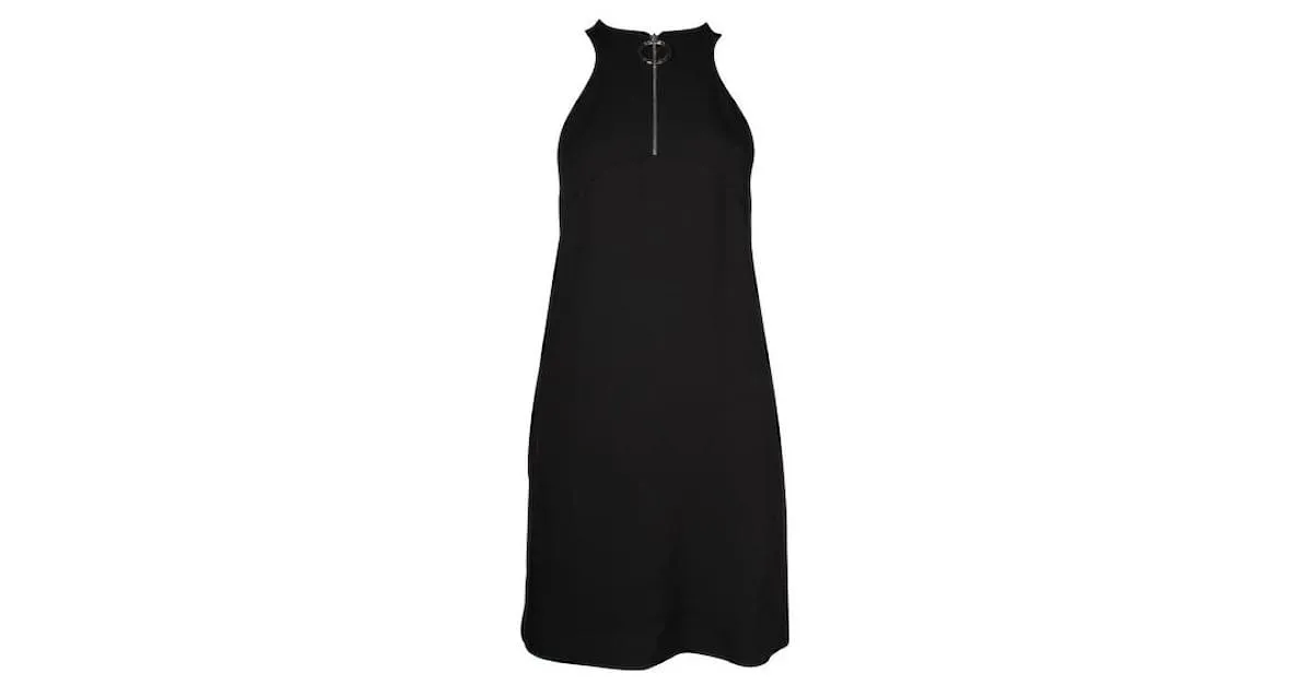 Vestido midi negro con logo y cremallera Kenzo 