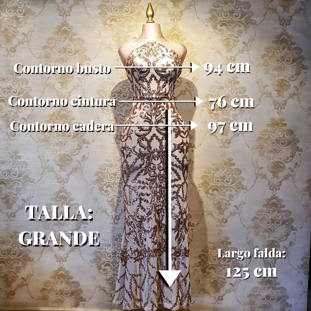 Vestido Oro Halter Elegante Lentejuela