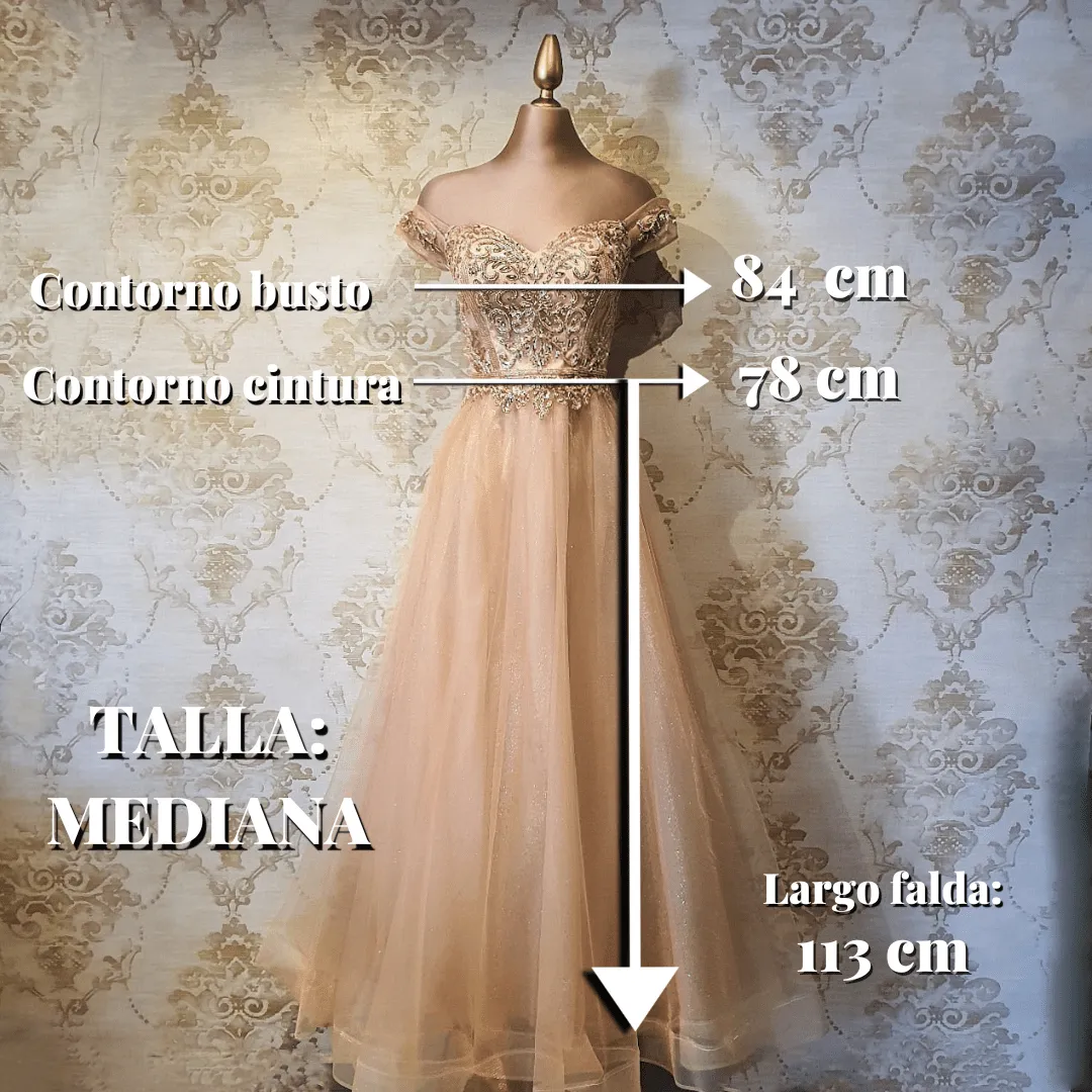 Vestido Oro Largo Sin Hombros de Gala