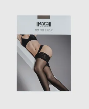 Wolford Beige stockings with satin 20 Den lace