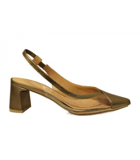 Zapatos de mujer con vinilo en bronce